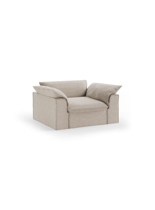 Fauteuil HKliving Nomad : un fauteuil large au design méditerranéen pour une ambiance douce et décontractée. ivoire