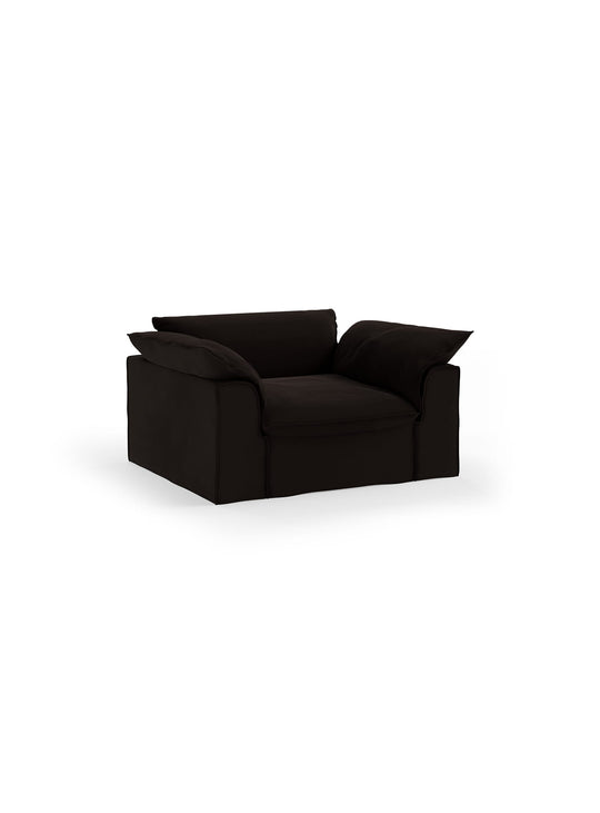 Fauteuil HKliving Nomad : une pièce hybride entre fauteuil et loveseat, pensée pour une détente absolue. espresso