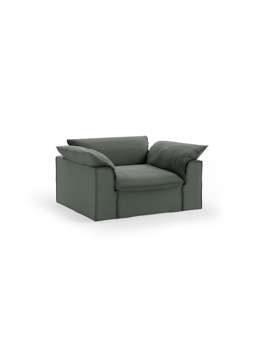Fauteuil HKliving Nomad : une assise large au look décontracté, idéale pour créer un coin salon chaleureux. ert militaire