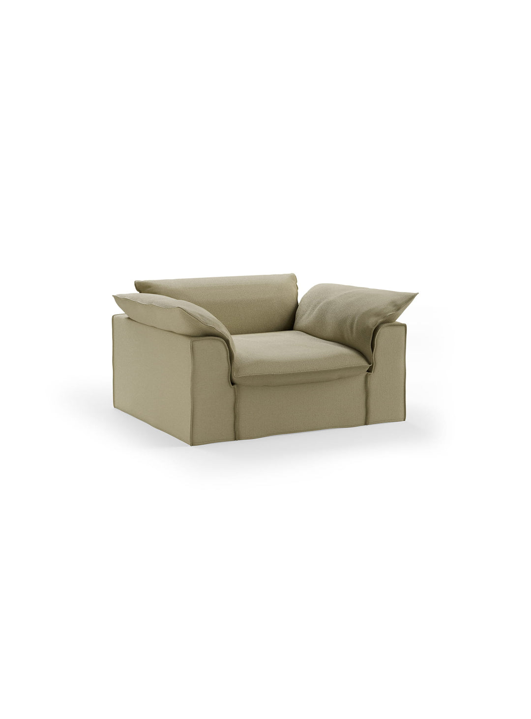 Fauteuil HKliving Nomad : un siège cocon spacieux qui combine confort, style et esprit méditerranéen. sauge