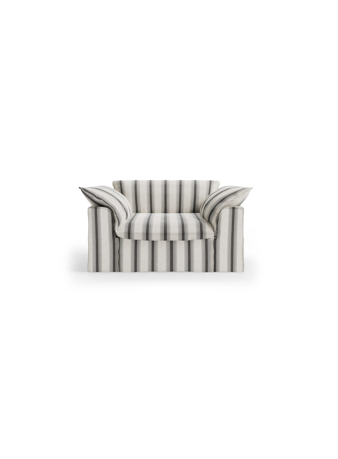 Fauteuil HKliving Nomad : un fauteuil spacieux au design décontracté, parfait pour se prélasser au quotidien. chalkstripe