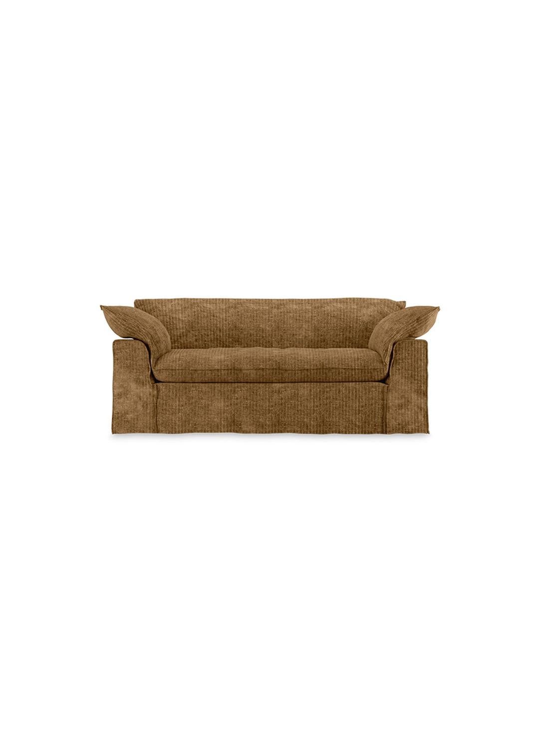 Le sofa HKliving Nomad offre une assise généreuse dans un format compact et élégant. or vieilli