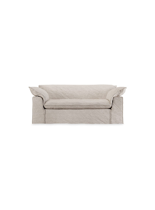 Sofa HKliving Nomad : un canapé 2 places compact au confort profond et au style méditerranéen. taupe