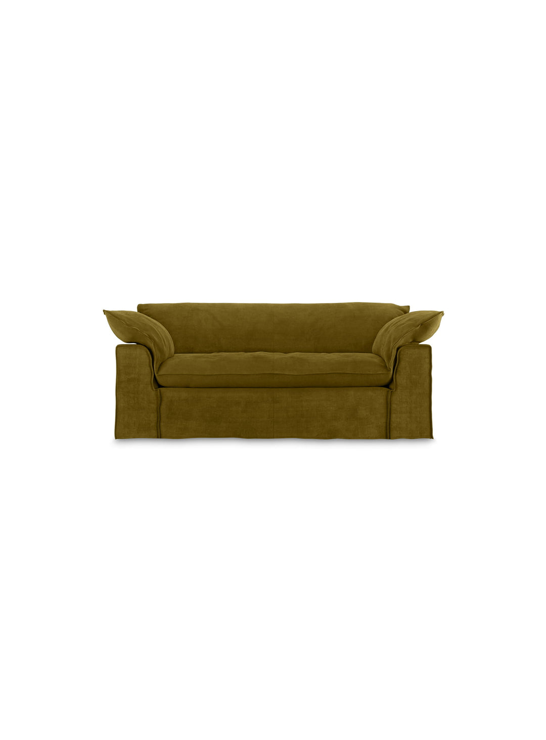Le sofa HKliving Nomad 2 places allie confort généreux et design intemporel. olive
