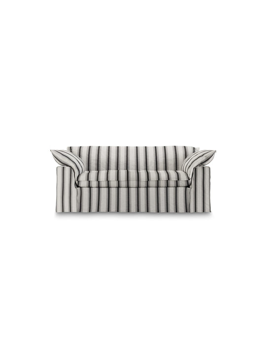 Sofa HKliving Nomad : un canapé 2 places disponible en lin, bouclé, velours et tissu recyclé. chalkstripe