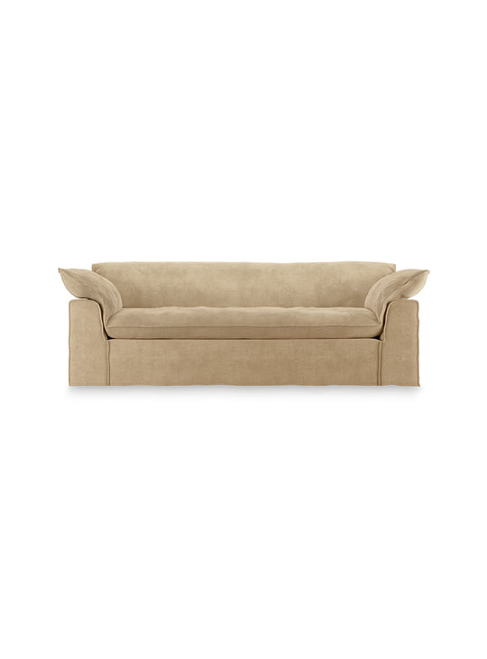 Sofa HKliving Nomad : un canapé 3 places au confort profond et au design méditerranéen. creme