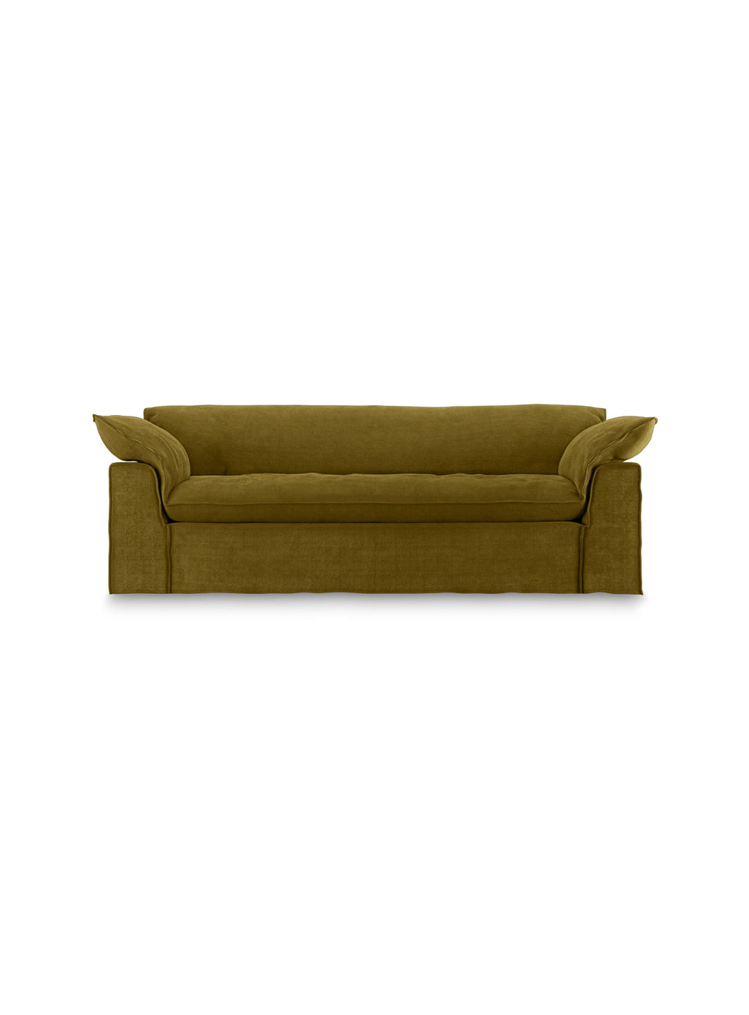 Le sofa HKliving Nomad allie design épuré, confort durable et finitions raffinées. olive