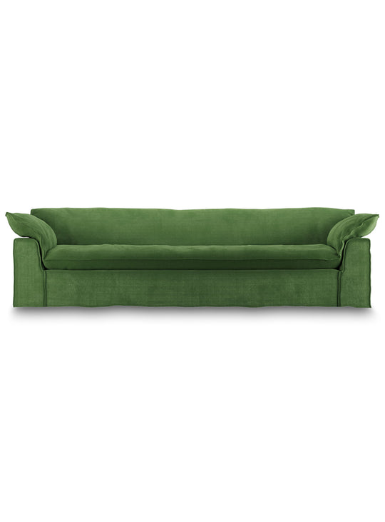 Le sofa HKliving Nomad 4 places allie élégance méditerranéenne et confort durable. vert