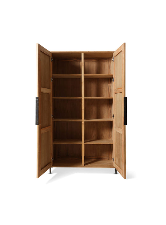 Armoire Pioneer HKliving, meuble robuste avec étagères larges et look authentique. rotin