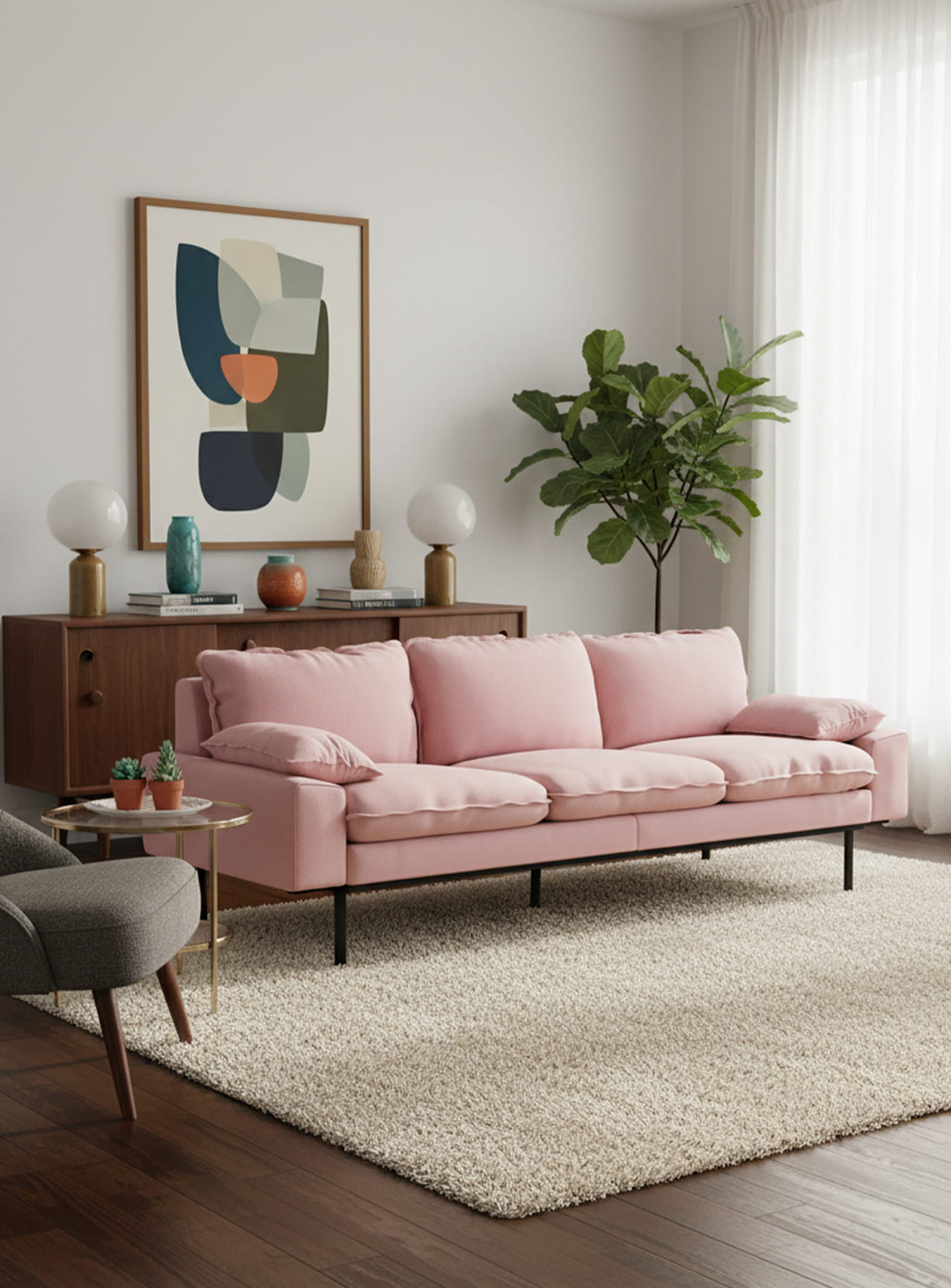 Le sofa Retro de HKliving : combinez-le avec son ottoman pour plus de confort. Blossom