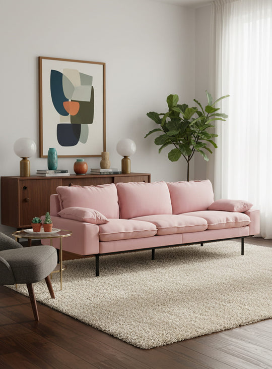 Le sofa Retro de HKliving : combinez-le avec son ottoman pour plus de confort. Blossom