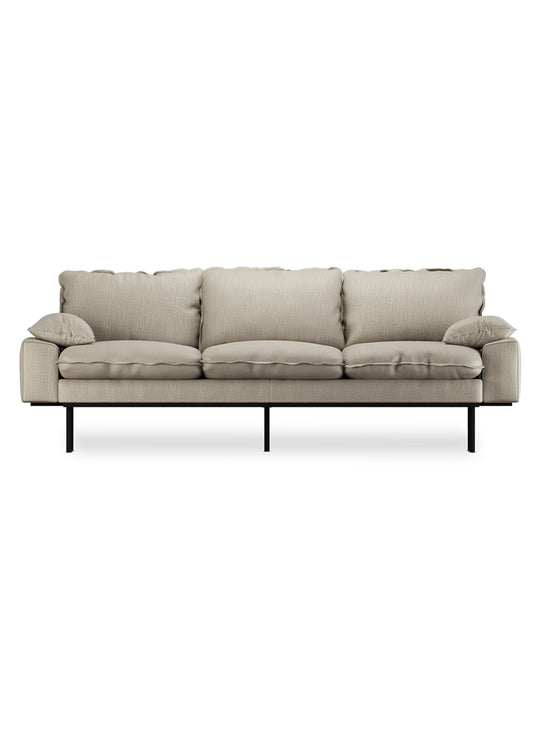 Confort profond et textures variées pour le sofa Retro 3 places de HKliving. Ivoire.