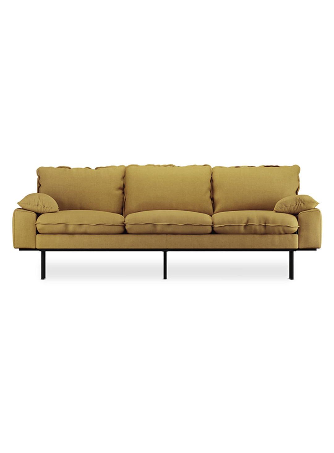 Le sofa Retro de HKliving : canapé trois places au caractère affirmé. Ocre