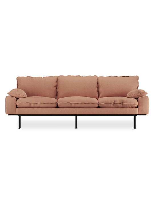 Optez pour confort et style avec le sofa Retro de HKliving et son ottoman assorti. Rose.