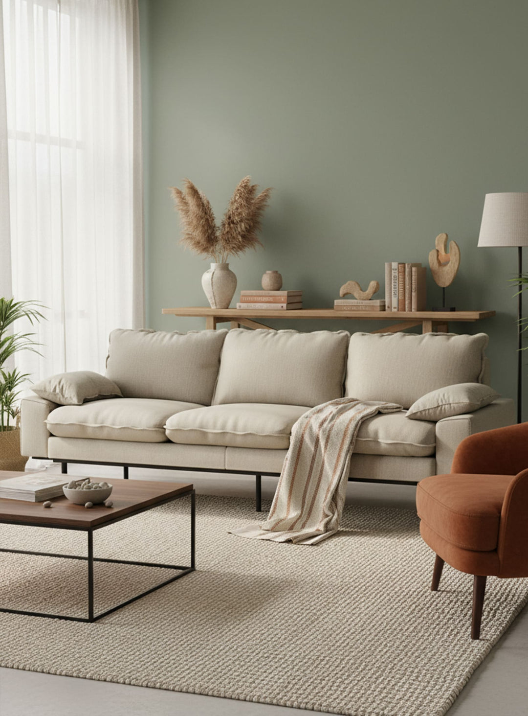 Sofa 3 places Retro de HKliving. Crème. Très confortable et assise généreuse.