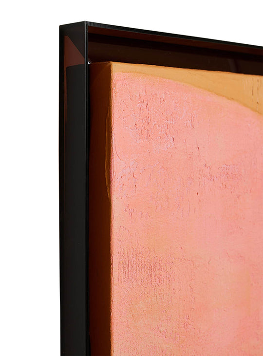 Tableau encadré Roseate Hues HKliving, une œuvre unique sur toile de lin avec cadre moderne en plexiglas.
