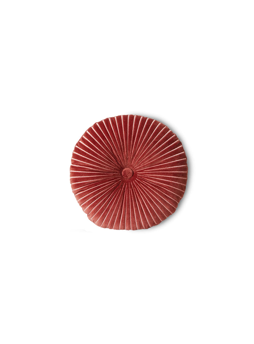 Coussin rond HKliving : texture raffinée et teinte bordeaux chaleureuse.