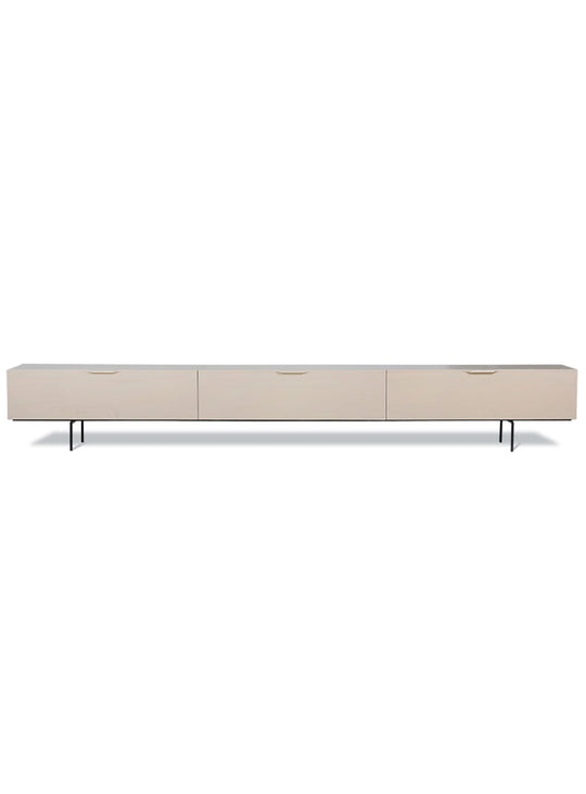 Meuble TV Sable HK Living, bois sungkai et teinte douce pour une déco chaleureuse. grand