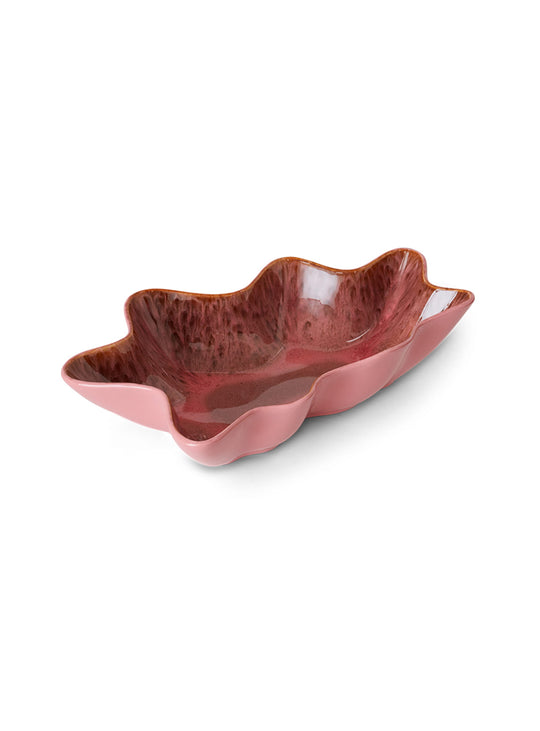 Saladier de service Shell Ceramics HKliving pour présenter salades, fruits et plats à partager. corail