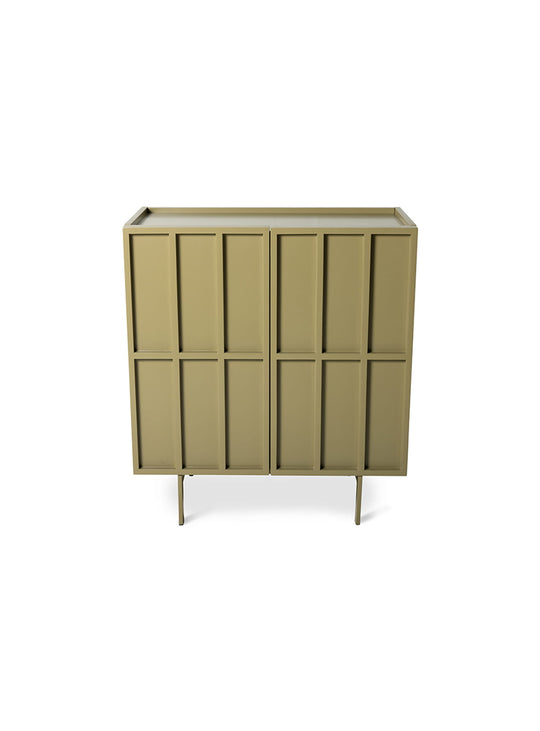 Buffet 2 portes Sixta HKliving pour organiser vaisselle, livres et objets décoratifs. vert olive