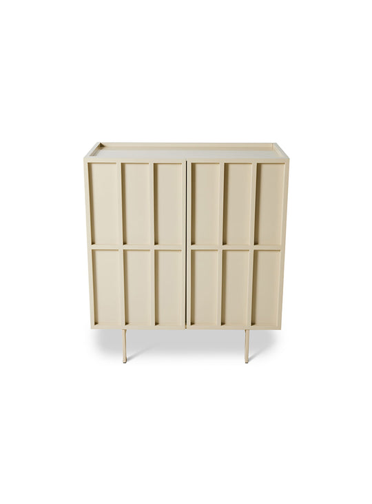 Buffet 2 portes Sixta HKliving avec finition laquée brillante et lignes géométriques élégantes. creme