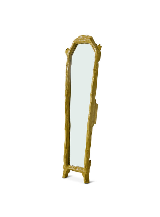 Miroir sur pied Antique HKliving, un grand miroir design en bois de sungkai massif.