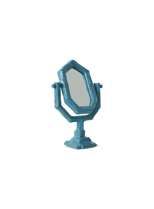 Miroir de coiffeuse Teun Zwets HKliving en sungkai, parfait pour une chambre ou un dressing plein de caractère. petrol