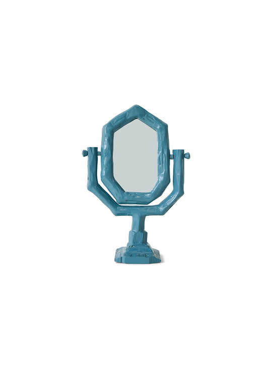 Miroir de coiffeuse Teun Zwets HKliving en bois, une pièce originale aux proportions graphiques. petrol