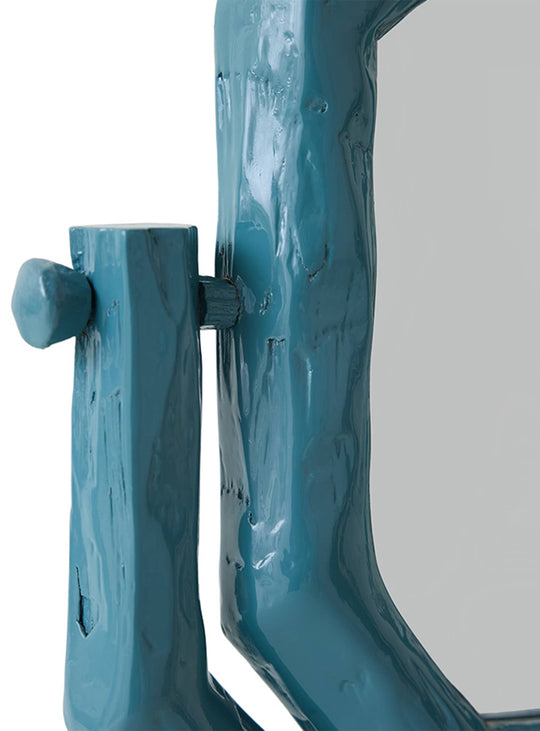 Miroir de coiffeuse Teun Zwets HKliving en bois massif, idéal pour apporter couleur et caractère à la pièce. petrol