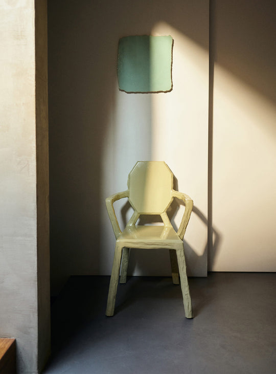 Chaise à dîner Teun Zwets HKliving, une pièce forte au design expressif pour salle à manger ou salon. seafoam
