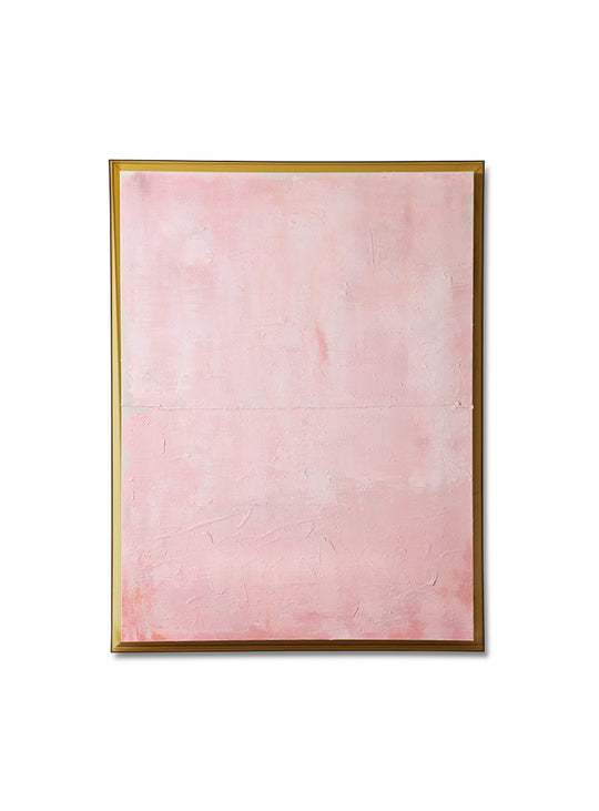 Tableau Thousand Layers HKliving, une grande toile monochrome rose au style minimaliste et plein de profondeur.