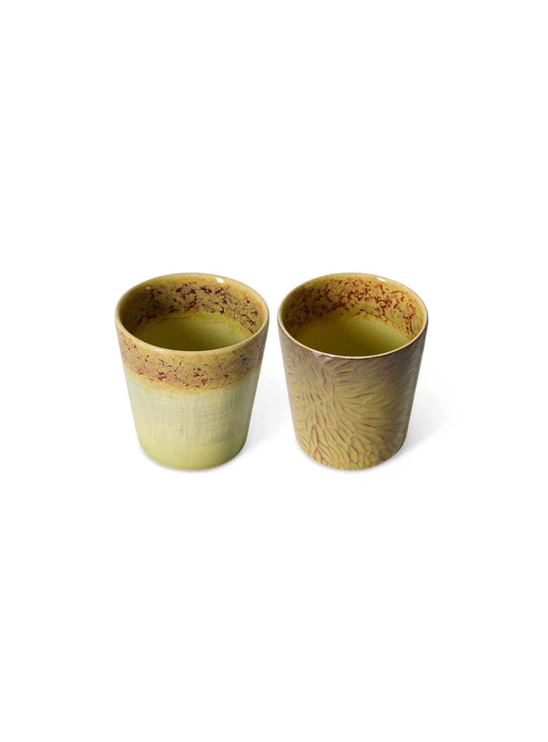 Tasses Van Gogh 70s Ceramics HKliving en grès, parfaites pour café, cappuccino ou thé avec une touche artistique. Tournesols
