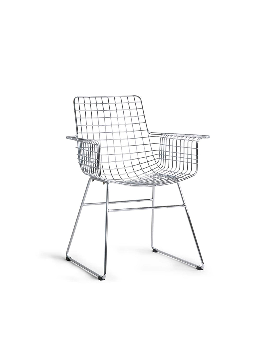 HKliving Wire : chaise avec accoudoirs en métal, confortable et graphique. Chrome.
