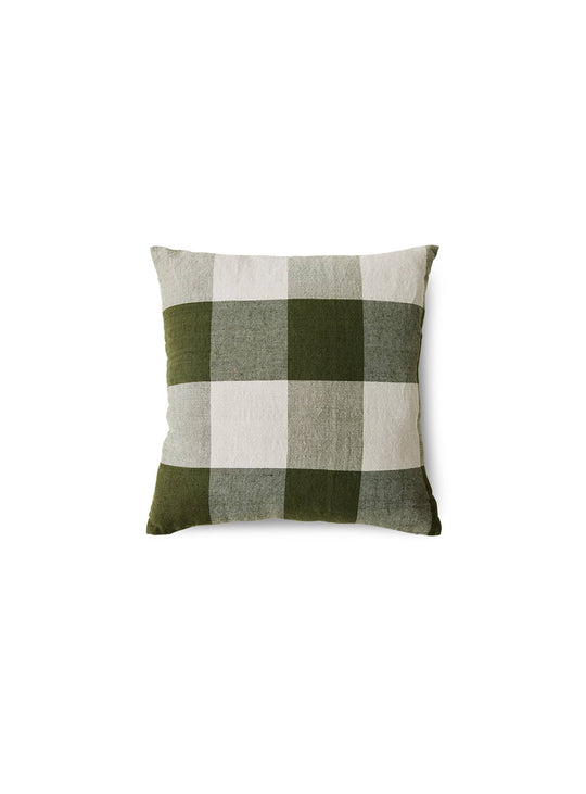 Coussin tissé HKliving en lin et coton, une pièce douce et graphique au charme vintage intemporel. lowlands