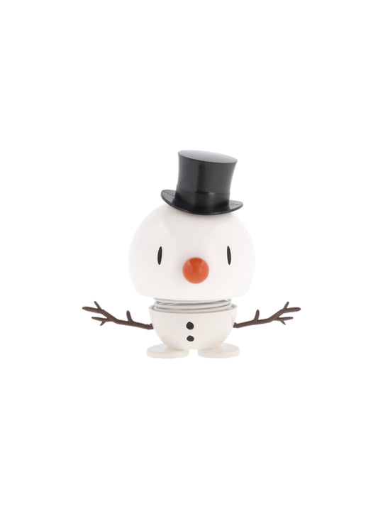 Figurine Bonhomme de neige Hoptimist, un personnage oscillant au design danois pour égayer votre décoration de Noël.