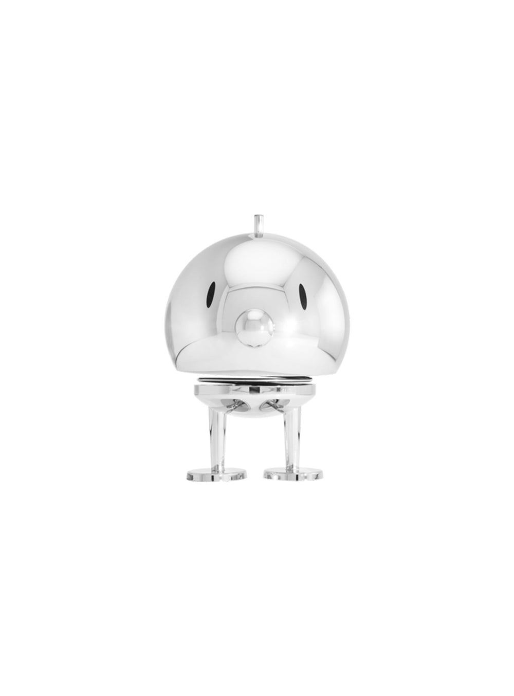 Figurine Bumble Hoptimist chrome : design scandinave brillant et sourire iconique.
