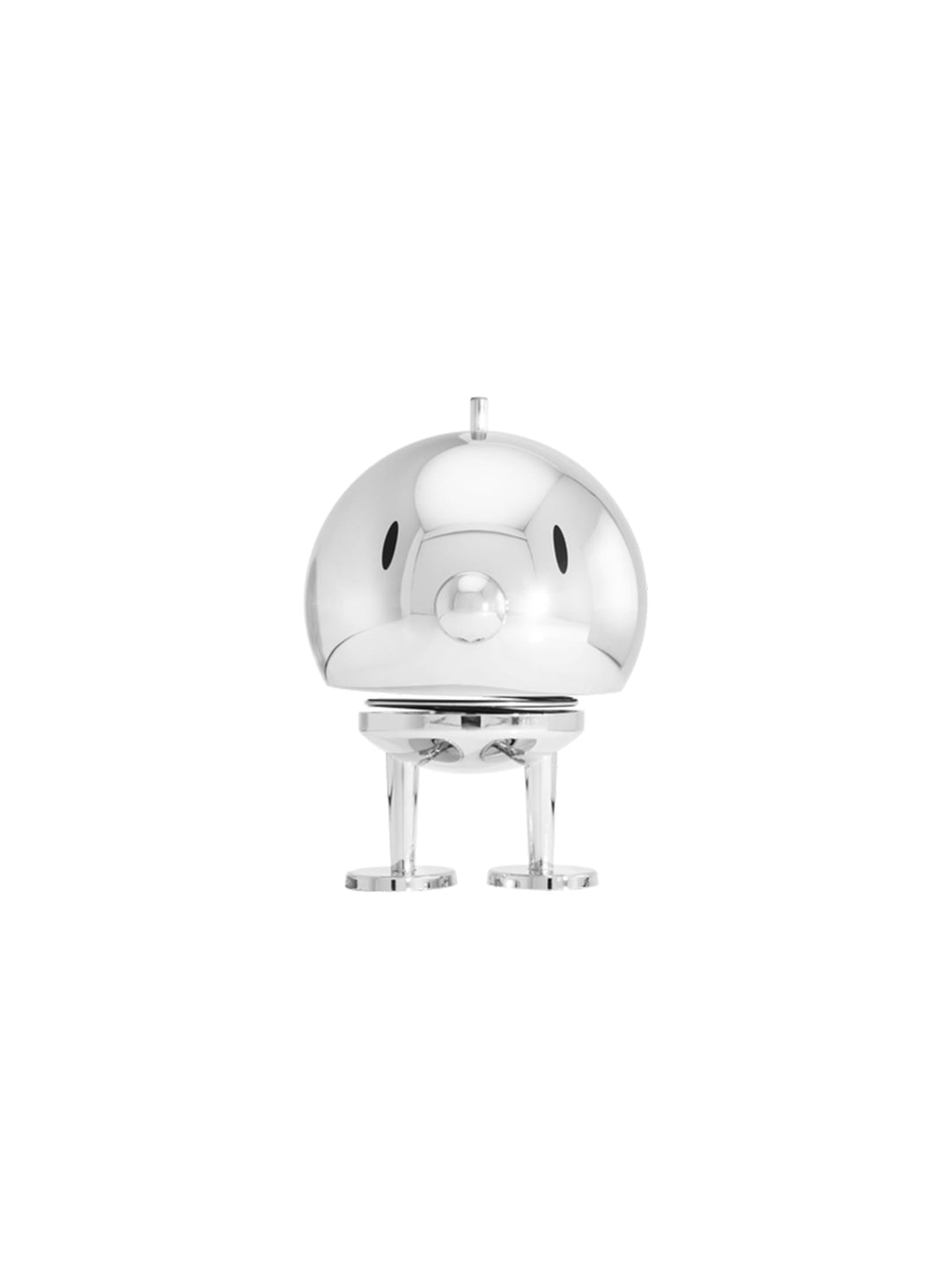 Figurine Bumble Hoptimist chrome : design scandinave brillant et sourire iconique.