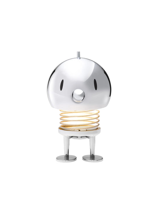 Lampe Bumble Hoptimist rechargeable, une lampe nomade au design danois iconique et à la luminosité réglable. chrome L