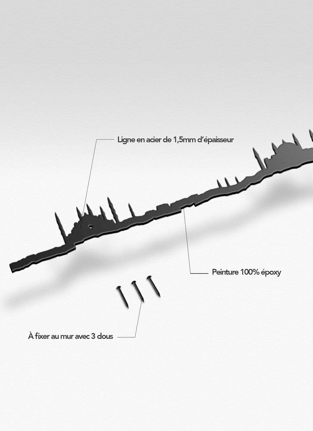 The Line Istanbul : skyline d’Istanbul en acier découpé avec finesse.
