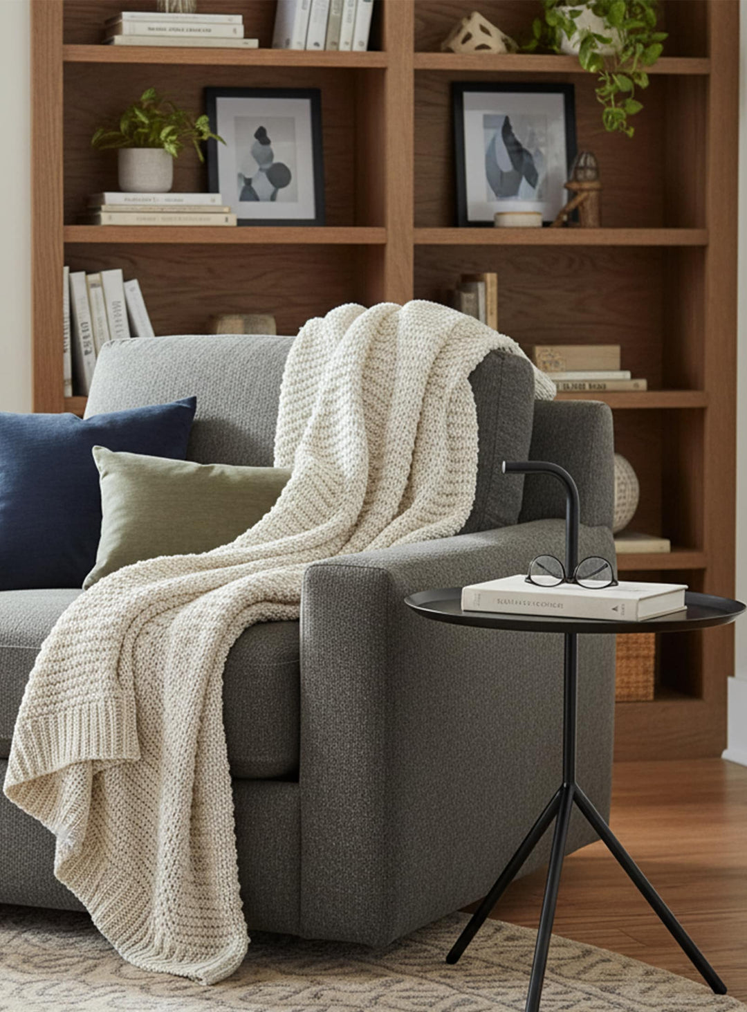 Leave : table d’appoint pratique avec poignée intégrée équilibrée. noir