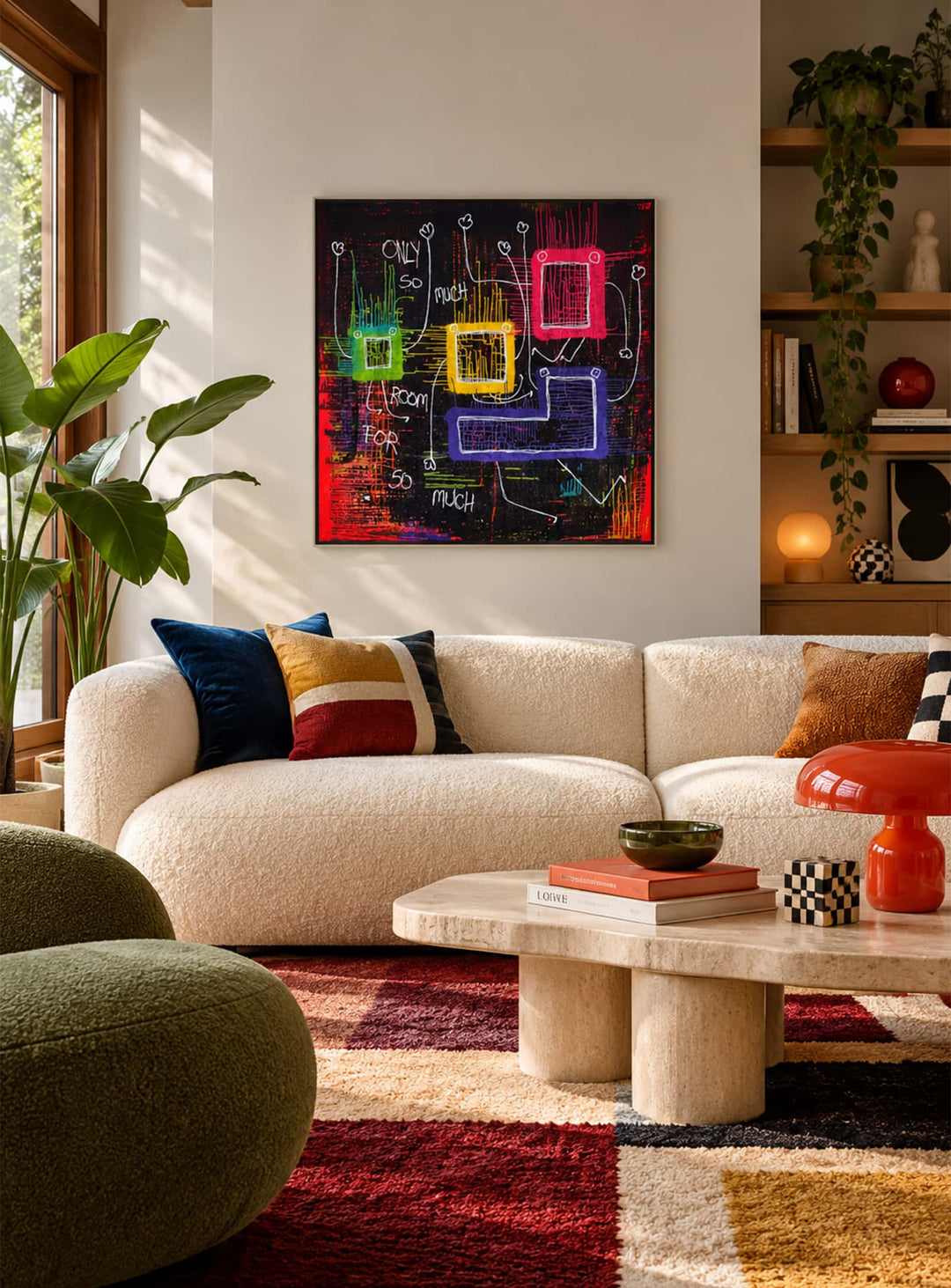 Tableau Only So Much Room de l’artiste américain Christian Carl pour Leftbank Art. Mélange de matériel, juxtaposition de couleurs et de lignes.