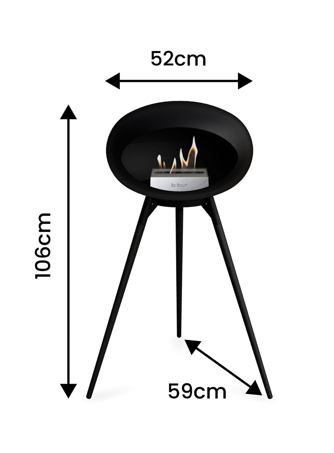 Foyer bioéthanol Ground High Dome noir : feu pur et allure contemporaine. Dimensions