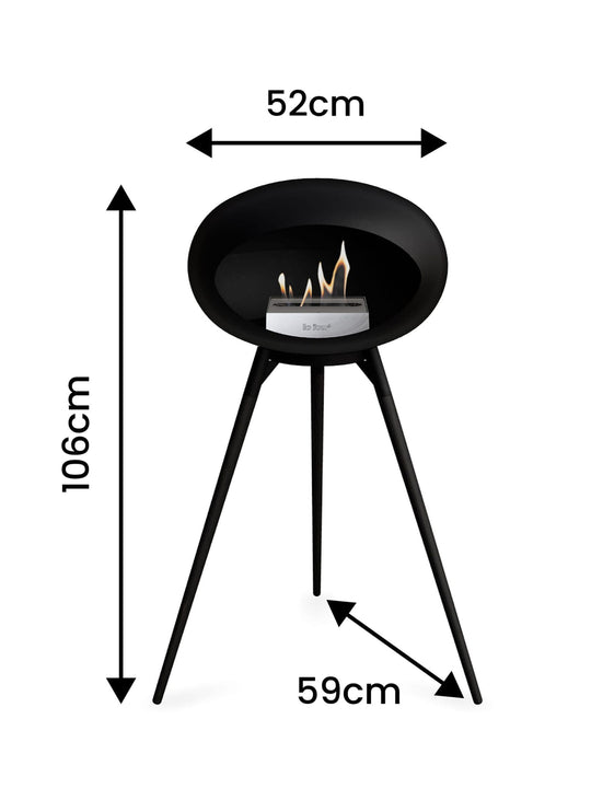Foyer bioéthanol Ground High Dome noir : feu pur et allure contemporaine. Dimensions