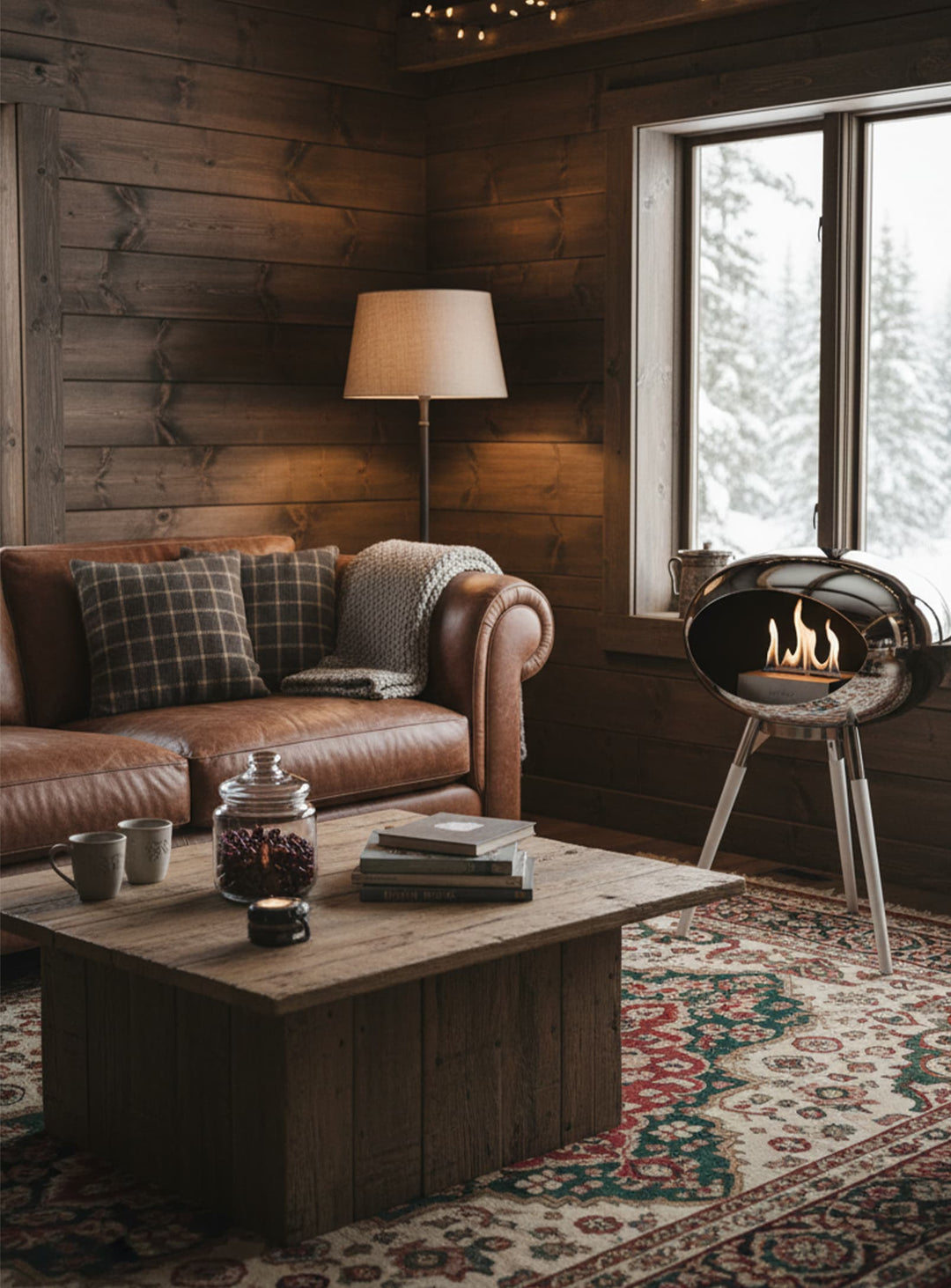 Foyer bioéthanol Le Feu Ground Low Dome argent : feu sans suie ni fumée.