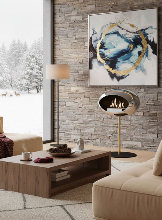 Foyer Low Dome argent chromé Le Feu : feu design et éclat moderne.