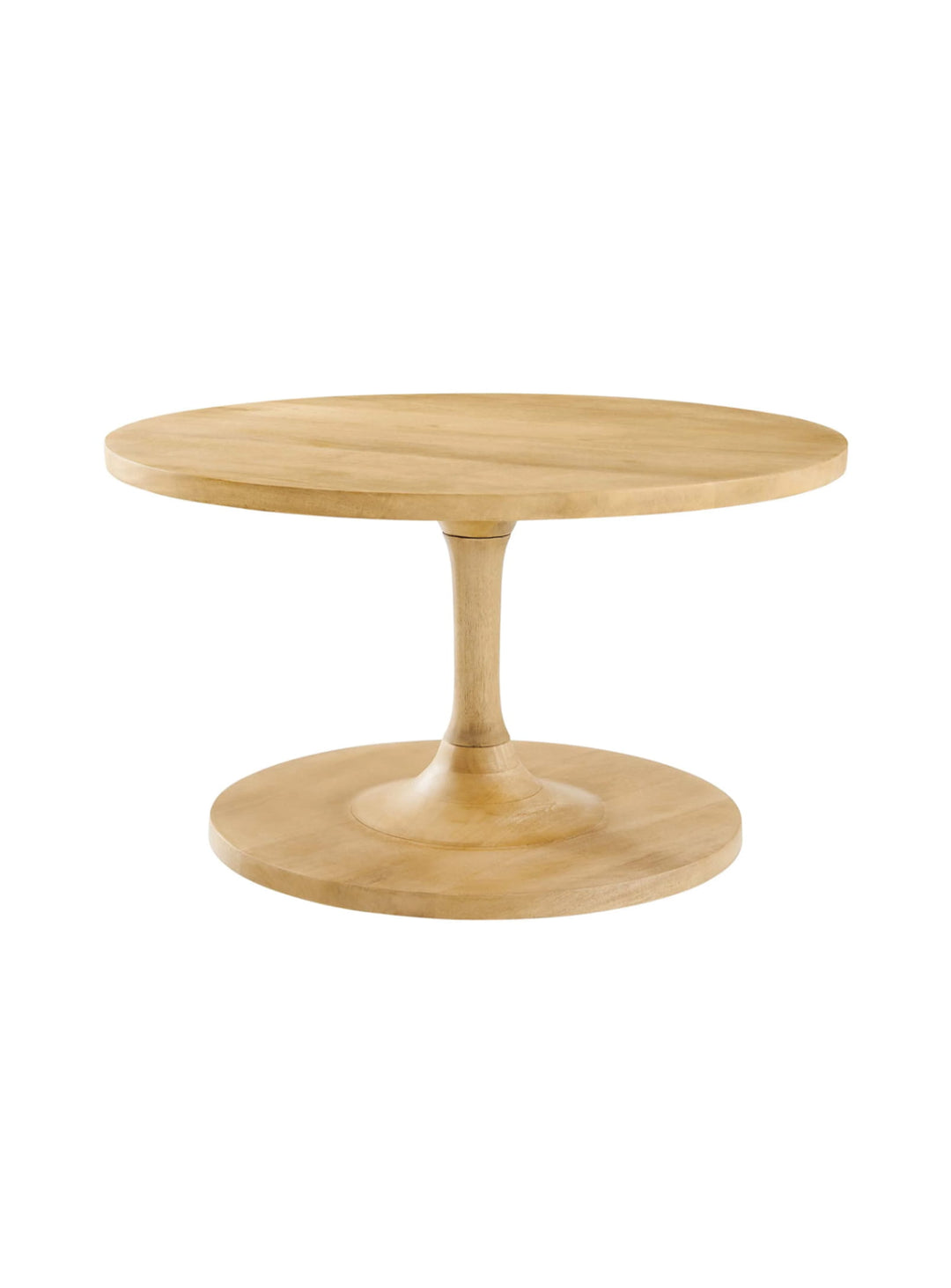 Table à café ronde Lina en bois de manguier massif, charme rustique et design élégant.