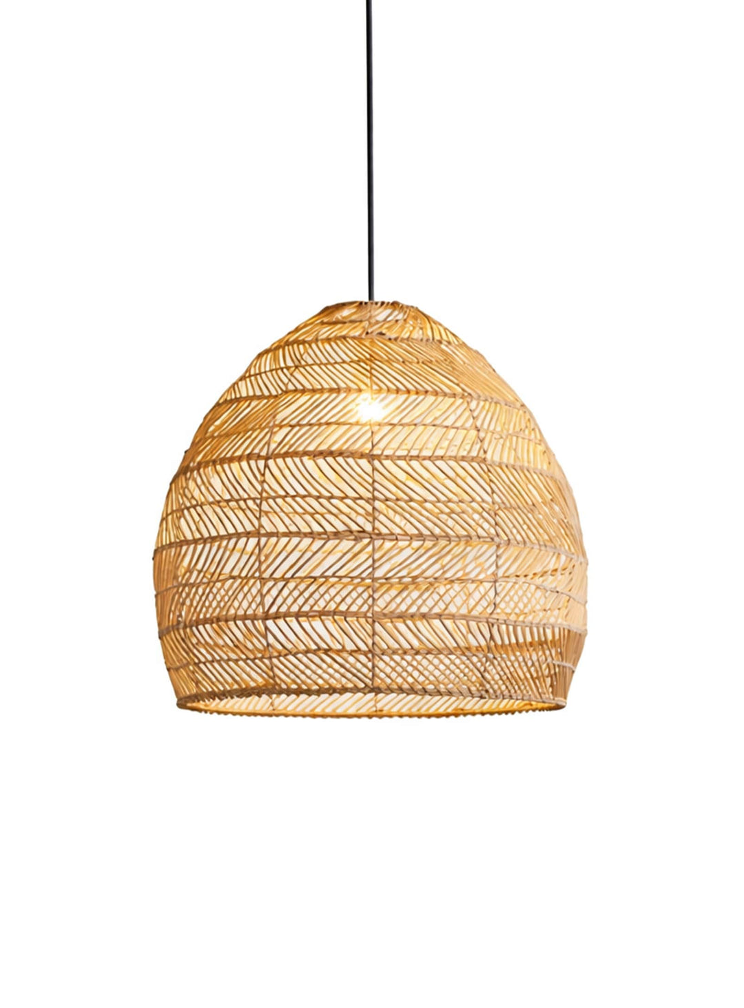 Optez pour la lampe suspendue Luna, un luminaire artisanal au style bohème chic. naturel 24"