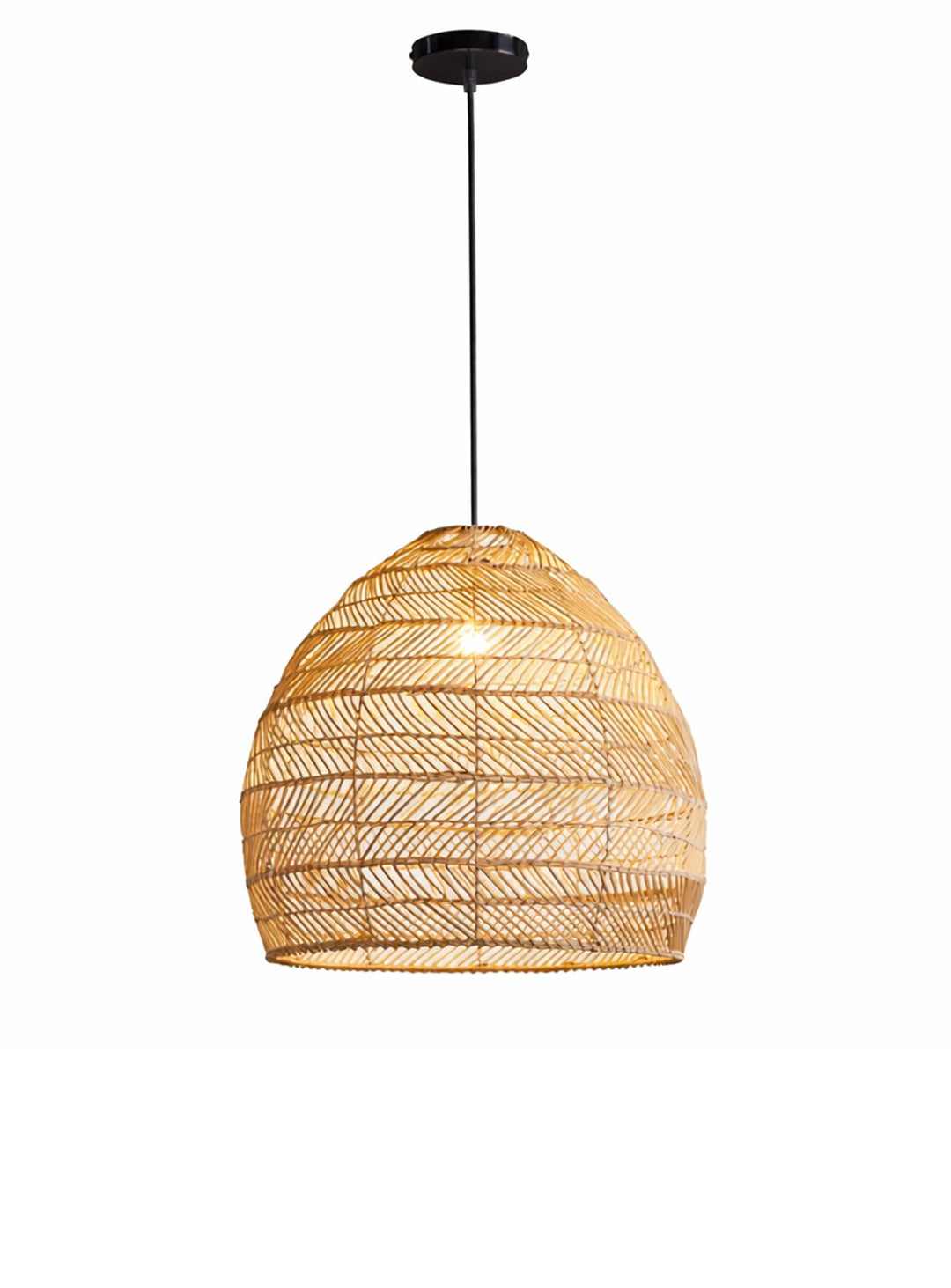 Lampe suspendue Luna en rotin et bambou, idéale pour salon ou salle à manger. naturel