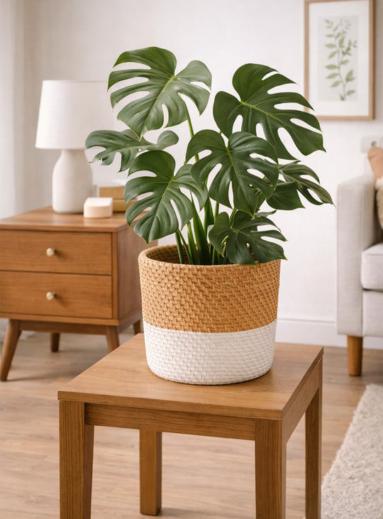 Cache-pots en ciment Maco bicolores avec liseré blanc, élégants pour intérieur ou extérieur. grand