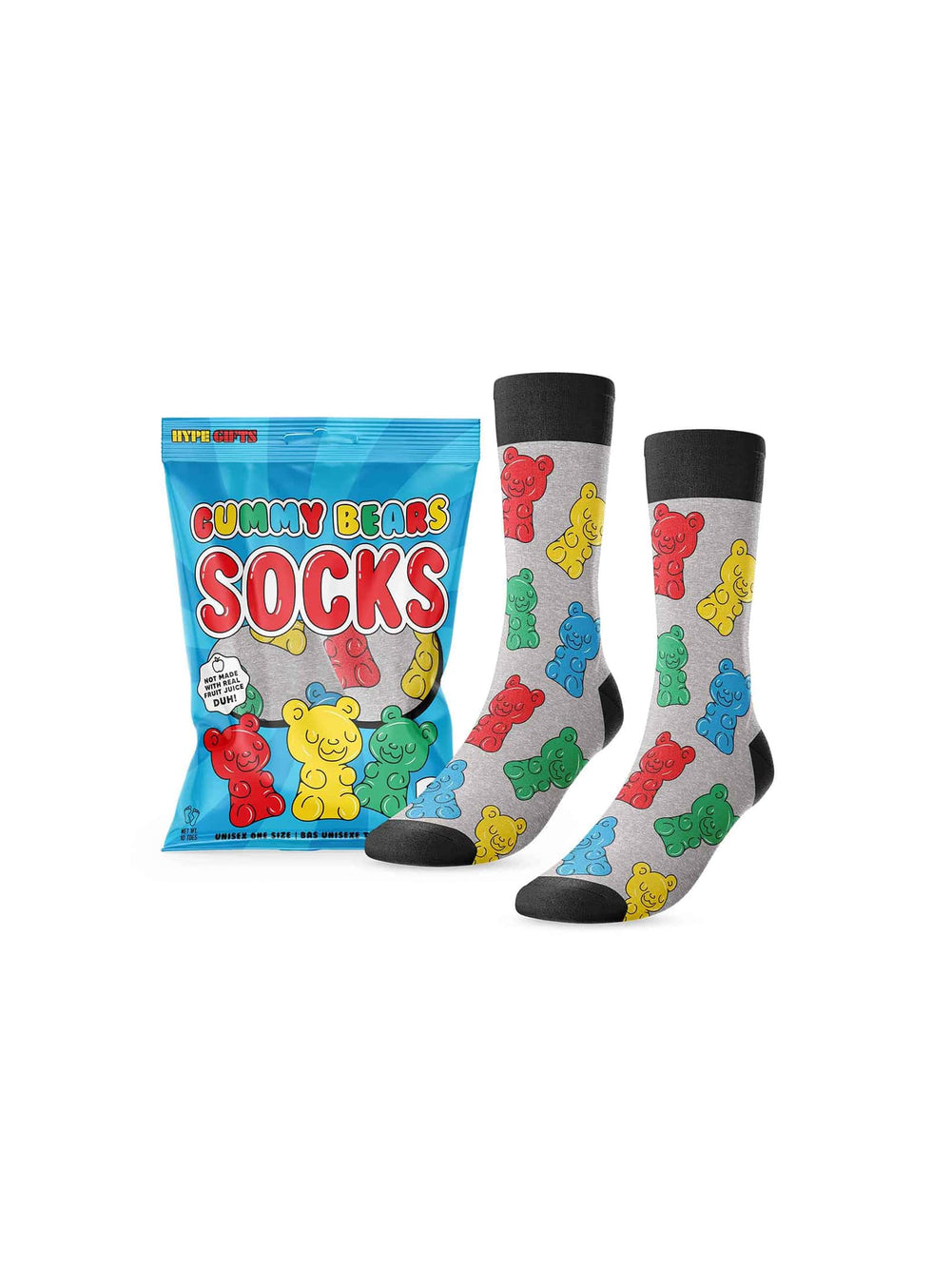 Bas Main and Local Gummy Bears : chaussettes fantaisie aux oursons colorés, douces et confortables au quotidien.